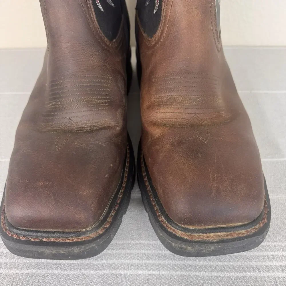 Justin Tanker Steel Toe Leather Western Work Boots Walnut Brown Black 15 EE